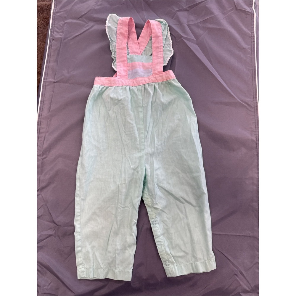 Vintage Carters 24mo Overalls Bibs Teal, Pink, Green Pastel
